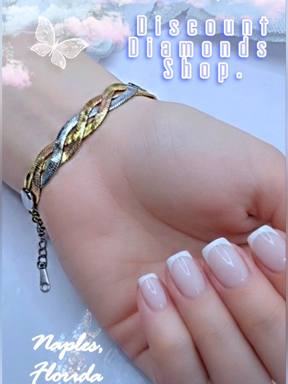 18K Yellow, Rose, & White Gold Titanium Three Strand Flat Snake Skin Bracelet